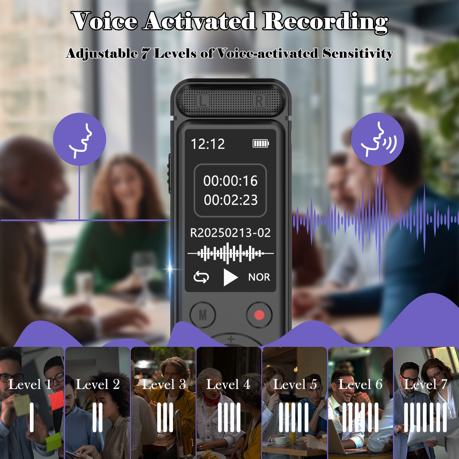 RONY Upgraded 128GB Digital Voice Recorder: 9000 Hours Voice Activated Recording Device with Playback Password MP3 Player for Lectures Meetings Interviews Calls
