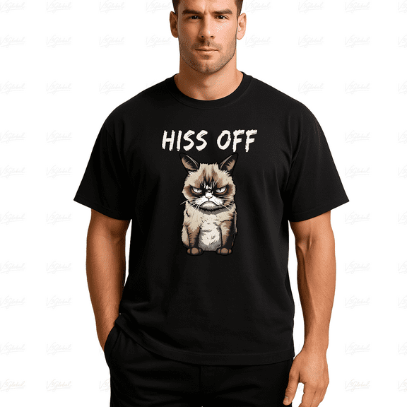 Hiss Off Funny Grumpy Cat Sarcastic Cat Lover Meow Gift Unisex T-Shirt, up to Size 5XL