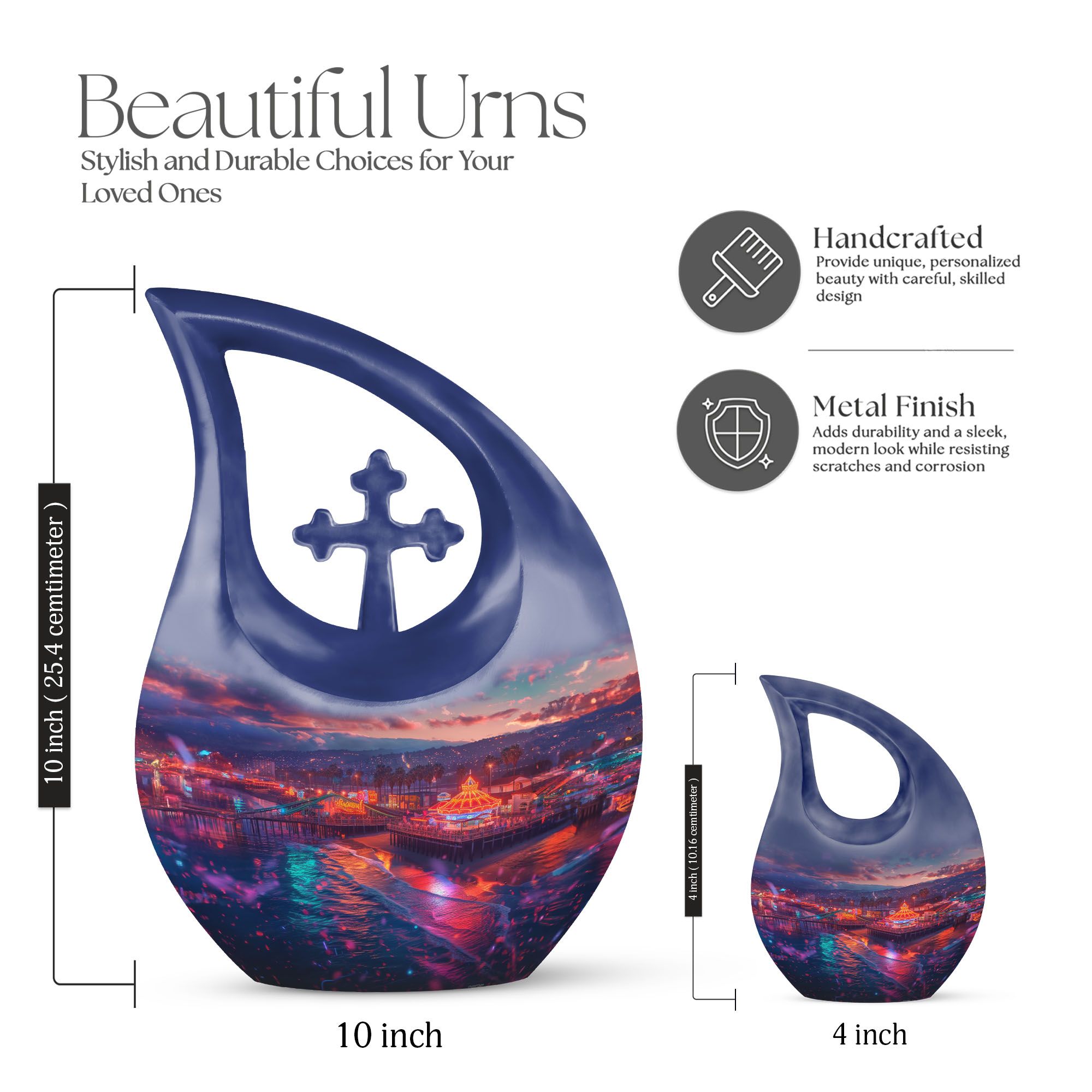 MUKTIVE Carousel Memorial Burial Urns for Human Ashes Adult Grandfather & Grandmother, Beach Cremation Funeral Urn for Adult Men & Women, (1 Large 10 ", 4 Keepsake 3 ") Combo Sets Urn for Human