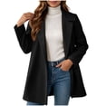thumbnail image 6 of TGSLY Women's Wool Blend Swing Coat Soft Casual Collared Long Sleeve Jacket Loose Casual Solid Color Fall Winter Outerwear M, 6 of 10