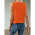 thumbnail image 4 of Tank Top for Women Keyhole V Neck Sleeveless Summer Casual Loose Fit Business Cute Floral Basic Shirt Blouse Orange S, 4 of 6