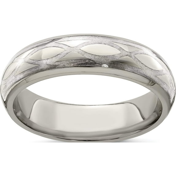 Titanium/Silver Two-Tone Edward Mirell Titanium & Sterling Silver Brushed Polished Infinity Ring (Size 10) Made In United States emr293-10