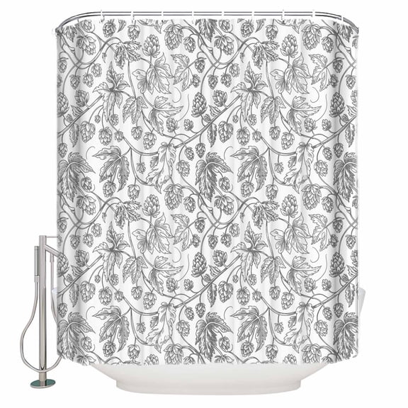 Gray Flowers Bathroom Shower Curtains with 12 Hooks Polyester Waterproof Shower Curtain for Stalls and Bathtubs Farmhouse Pastoral Vintage Plants Branches Decorative Bathroom Curtain 72x78 Inches