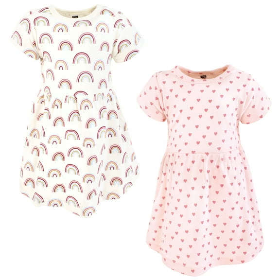 Luvable Friends Hudson Baby Dresses 2pk, Pastel Rainbow, 0-3M