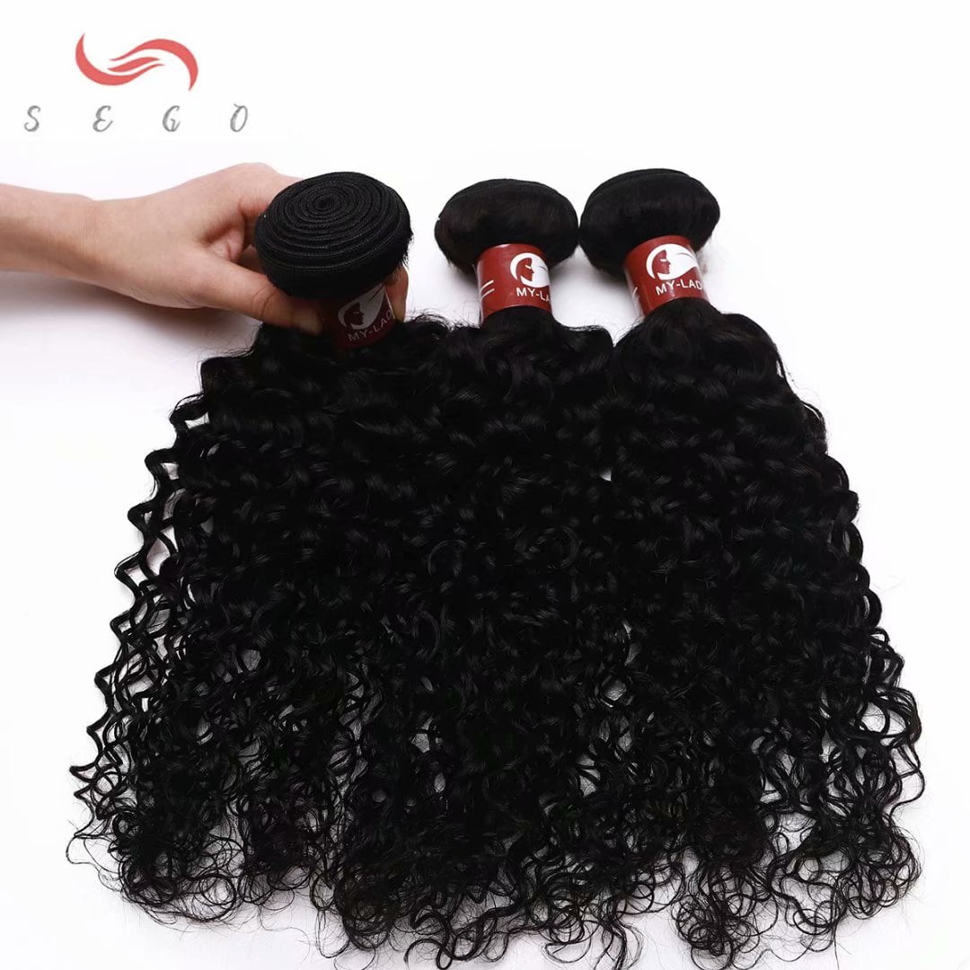 SEGO Deep Wave/Straight/Kinky Curly Brazilian Virgin Human Hair Bundles Unprocessed Human Hair Extensions Natural Black-1 Bundles