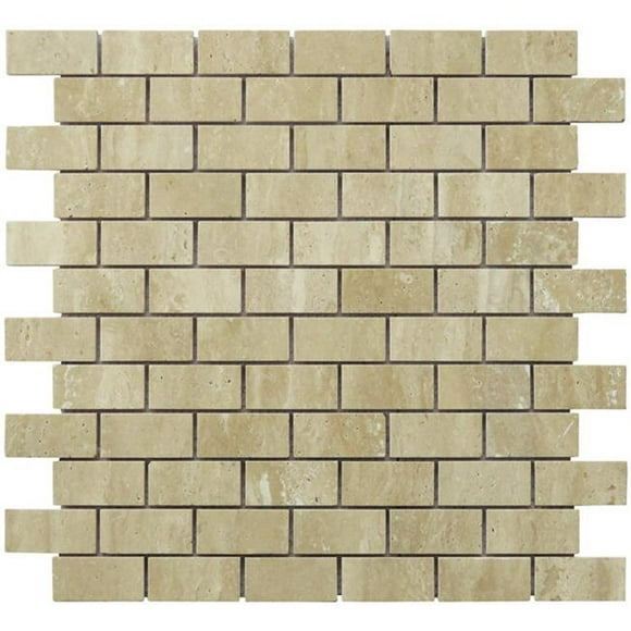 Intrend Tile NS022-C 1 x 2 in. Pierre Travertin Mini Mosaïque de Briques