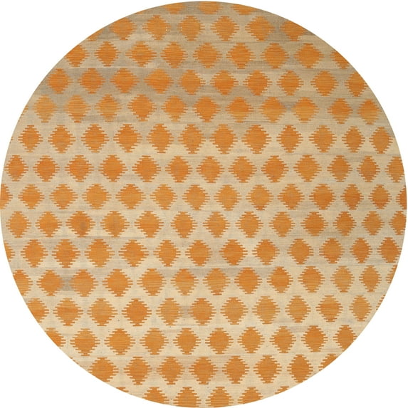 Ahgly Company Machine Washable Indoor Round Contemporary Pumpkin Orange Area Rugs, 7' Round