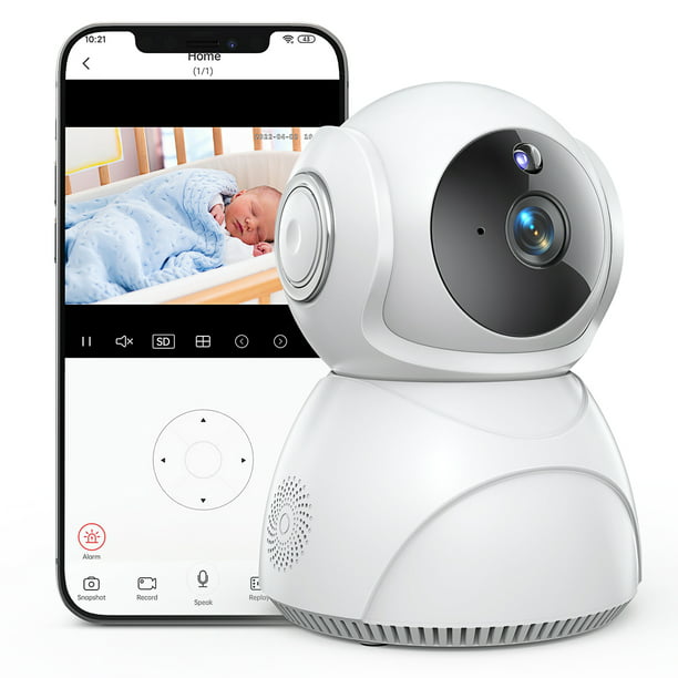 noodsituatie ik draag kleding Munching Baby Monitor, 360°Wireless Smart Video Baby Camera, 3MP HD Home Security  Camera with Two-Way Talk, WiFi Nanny IP Cam W/Safety Alerts, IR Night  Vision, Motion & Sound Detection, Cloud & SD Card