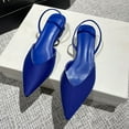 thumbnail image 2 of Xfvqtps Ladys High Heels Shoes Simplicity Pointy Toe Chunky Heel Slingback Slip On Fashion Single Shoes Heel High 4CM Blue, 2 of 6