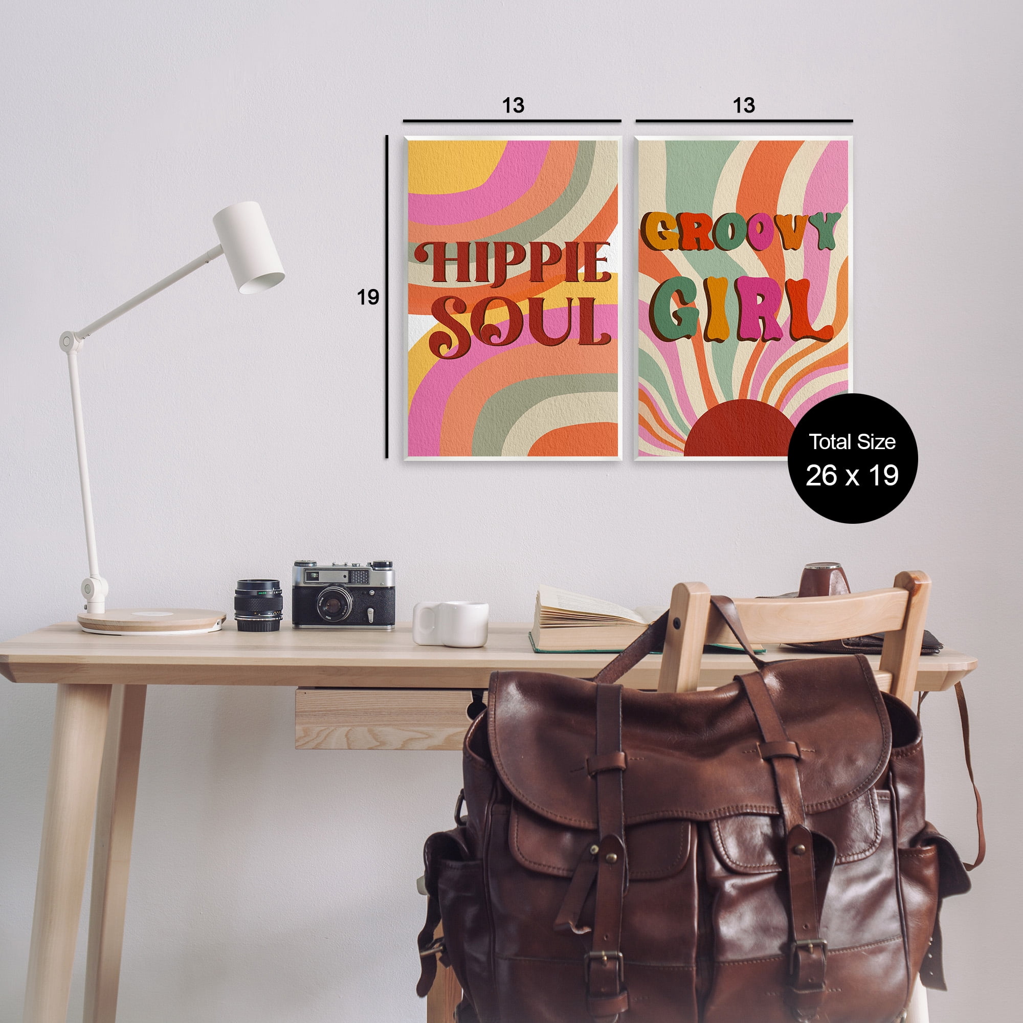 Stupell Industries Groovy Striped Phrases Abstract Painting Unframed Art Print Wall Art, 13 x 19, Set of 2