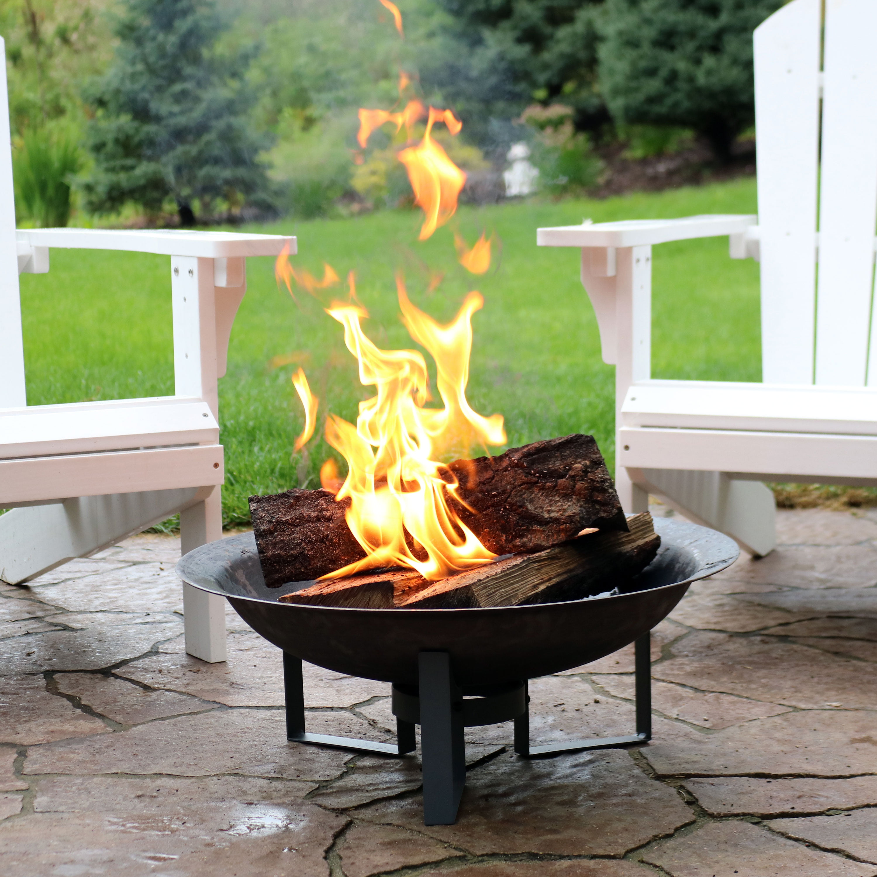 Sunnydaze Modern Fire Pit Bowl With, Modern Wood Burning Fire Pit