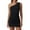 Black-b, variant on QHFBli Womens Sexy One Shoulder Ruched Bodycon Sleeveless Mini Club Party Short Dresses