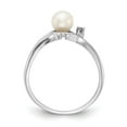 thumbnail image 2 of Solid 14k White Gold 5mm Freshwater Cultured Pearl and Diamond Ring Band Size 8 (.01 cttw.), 2 of 6