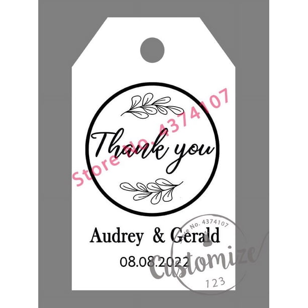 Etiquetas de boda personalizadas, etiquetas de favores de dulces, personalizadas, cumpleaños, bautismo, su foto-papel perlado, 3x5cm, 100 unids/set