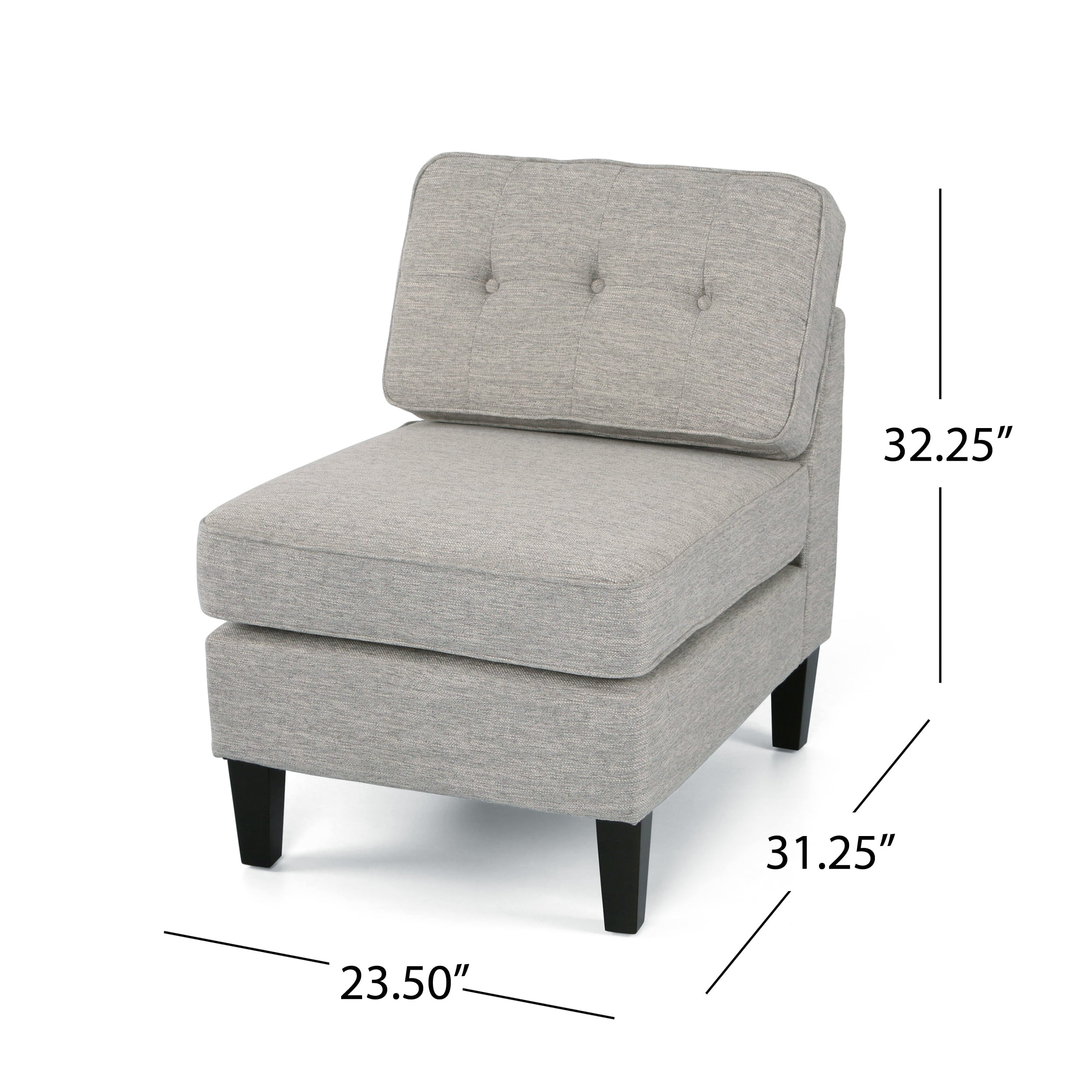 Noble House Crowningshield Fabric Slipper Chairs with Button Accents (Set of 2), Light Gray and Dark Brown