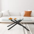 thumbnail image 3 of LoLado Glass Coffee Table, 47.2" Rectangle Clear Tempered Glass Top & Black Metal Leg, Sofa Center Cocktail Tables for Home Office, Black, 3 of 7