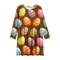 thumbnail image 4 of Xdegoge Funny Kids Girls Easter Holiday Dress Colorful Egg Printed Tween Spring Sundress Knee Length Swing Long Sleeve Cute Festival Party Outfit Casual Play Wear Daily Dress for Teen, 4 of 7