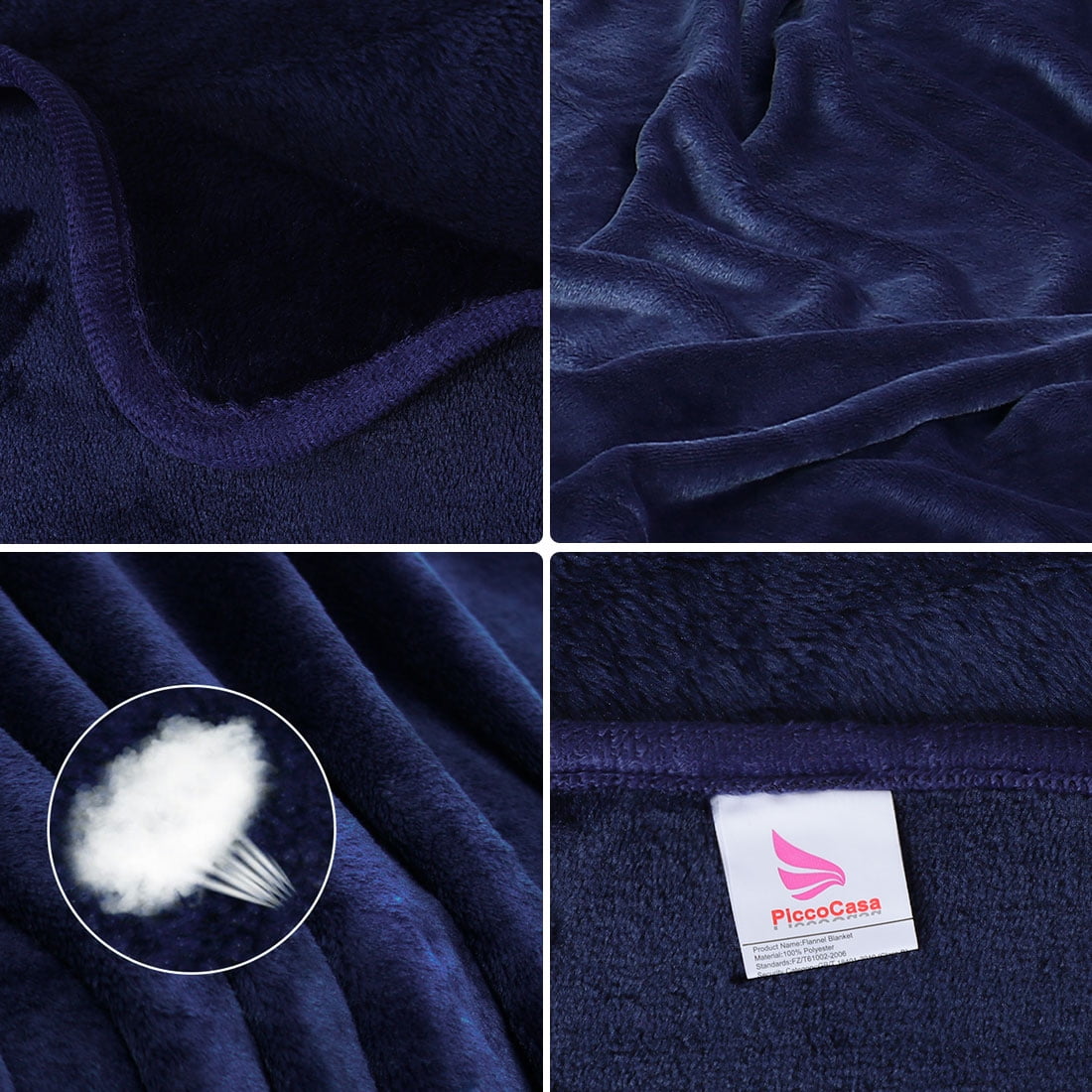Unique Bargains Flannel Fleece Blanket Soft Luxury Hemmed Navy Blue Twin