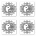 thumbnail image 1 of Ethnic Coaster Set of 4, Illustration of a Circular Orient Design with a Yin Yang in the Center, Square Hardboard Gloss Coasters, Standard Size, Charcoal Grey and White, by Ambesonne, 1 of 2