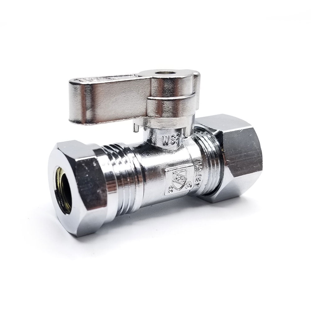 Thrifco 4406471 5/8 Inch Comp x 1/2 Inch Slip Joint Quarter Turn Brass