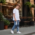 thumbnail image 2 of Curuila Kids Boys Denim Pants Elastic Waist Letter Print Straight Leg Pants For Boys Everyday Wear Comfort Joggers Trousers Size 2-3 Years, 2 of 4