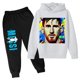 thumbnail image 2 of Conjunto de 2 piezas de sudaderas y leggings con capucha para niños y niñas, ropa deportiva informal blanca con estampado de Messi, ropa para niñas pequeñas, 2024, 2 of 5