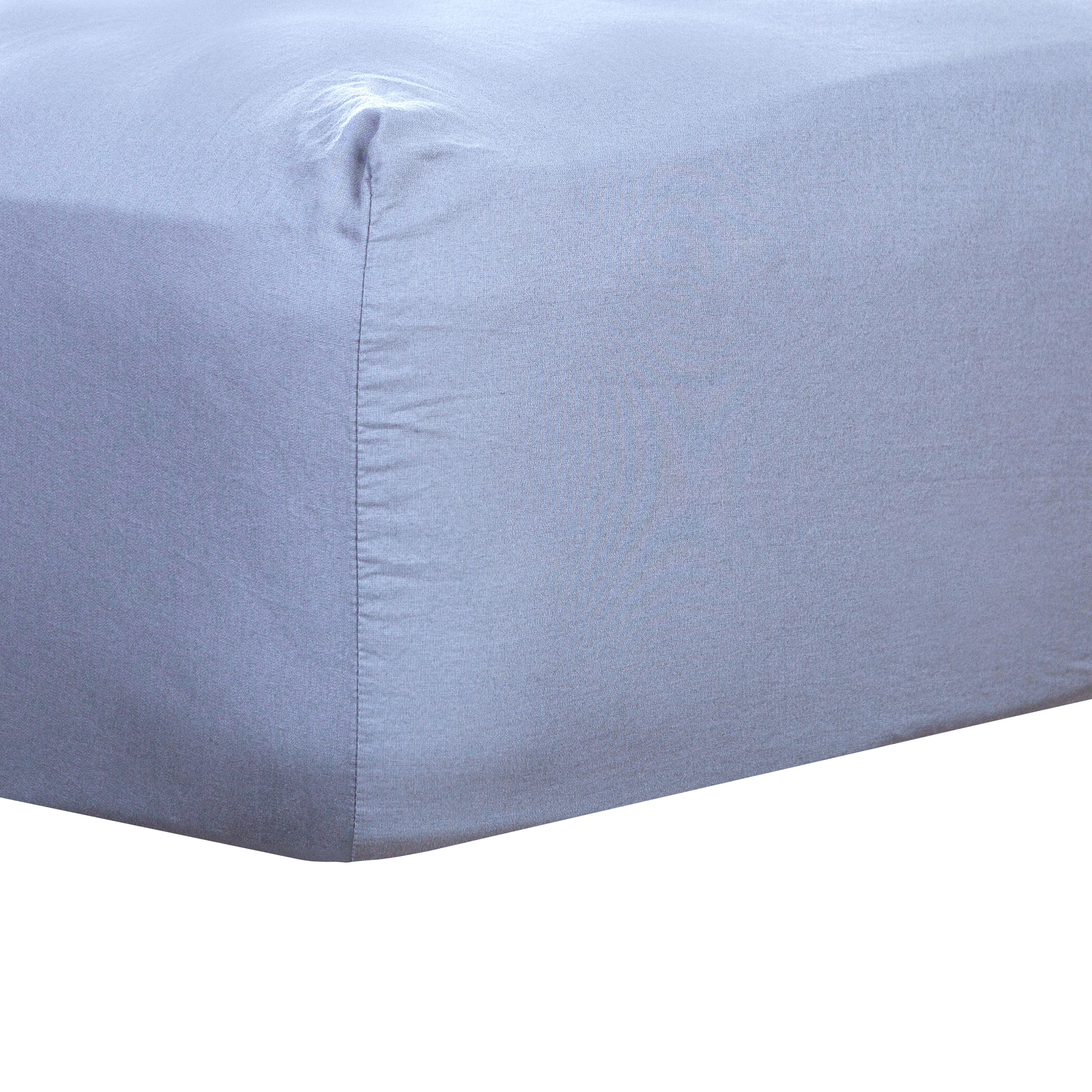 Better Homes & Gardens Washed Cotton Percale 300 Thread Count Sheet Set, Full, Blue