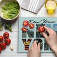 thumbnail image 3 of New York Cutting Board, NYC Collage Featuring Different Areas of the Big Apple Manhattan American Urban, Decorative Tempered Glass Cutting and Serving Board, Large Size, Multicolor, by Ambesonne, 3 of 5
