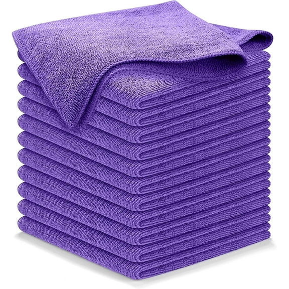 USANOOKS Microfiber Cleaning Cloth for Kitchen, Home & Automotive -Purple- Pack of 12 (12.5"x12.5")