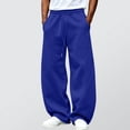 thumbnail image 3 of LJEFF Men Wide Leg Baggy Sweatpants, Elastic Waist Loose Soft Breathable Casual Trousers Gift Blue, 3 of 4
