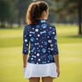 thumbnail image 4 of Garronmavis Blue Dog Paw Women's Golf Shirt and Sun Visor Hat Set 4-Way Stretch Women Workout Tops Breathable Fabric for Camping Fishing Music Festival Machine Washable Quick Dry, 4 of 7