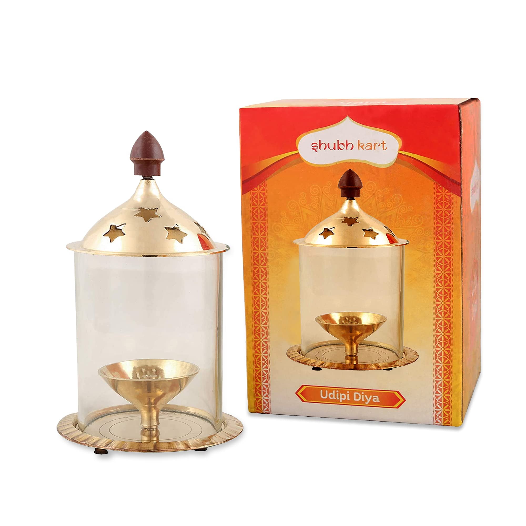 Shubhkart Indian Oil Lamp/Akhand Diya with Borosilicate Glass - Walmart.com