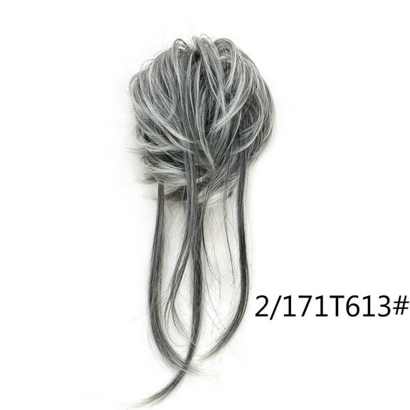 Namzi Curly Bun Hair Piece, Fake Bun Hair，Silver and Black , 35CM*15CM Size, 1 Piece Heat-Resistant Synthetic Fiber Hairpiece, Soft Curly Finish for Effortless Daily & Special Occasion Styling