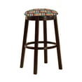 thumbnail image 1 of The Furniture King Bar Stool 24" Tall Wood Dark Brown Espresso Kitchen Game Room Swivel Seat Stool Featuring the Choice of Your Favorite Novelty Theme Fabric Covered Seat Cushion (Crayons), 1 of 1
