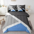 thumbnail image 1 of YST Geometric Triangle 7-Piece Bedding Set, Modern Geometry, Blue Dark Grey and Light Gray, Twin, Soft Microfiber Bed In A Bag, 1 of 5