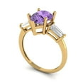 thumbnail image 2 of 2.5 ctw 3 Stone Anniversary Ring for Women | Pear Cut Natural Amethyst | Hyperallergenic Solid 18K Yellow Gold, 2 of 5