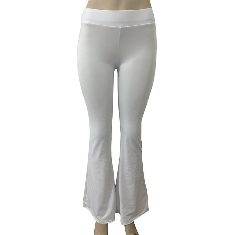 EHQJNJ Womens Casual Pant Suits Sets Cotton Bell Bottoms Elasticity Pants  Fashion Solid Women Leggings Pants,White