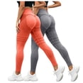 thumbnail image 2 of Mnuaqn 2 Pack Cellulite Leggings Womens High Waisted Lipedema Compression Legging Tummy Control Seamless Workout Yoga Pants Orange,Size 3XL, 2 of 4