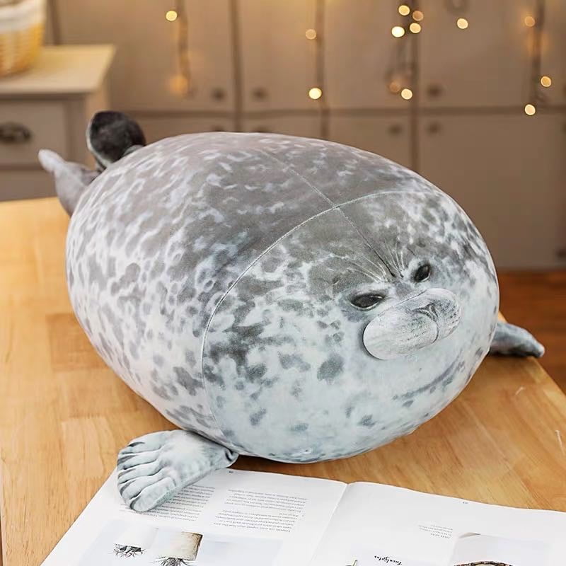 Fluffy Seal Large Chubby Blob Plush Cute Ocean Pillow Animal Stuffed Doll Toys