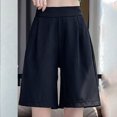 thumbnail image 2 of MaeanWomen's Shorts Summer Dressy Work Short Trousers Elastic High Waisted Pleated Business Casual Shorts, 2 of 5