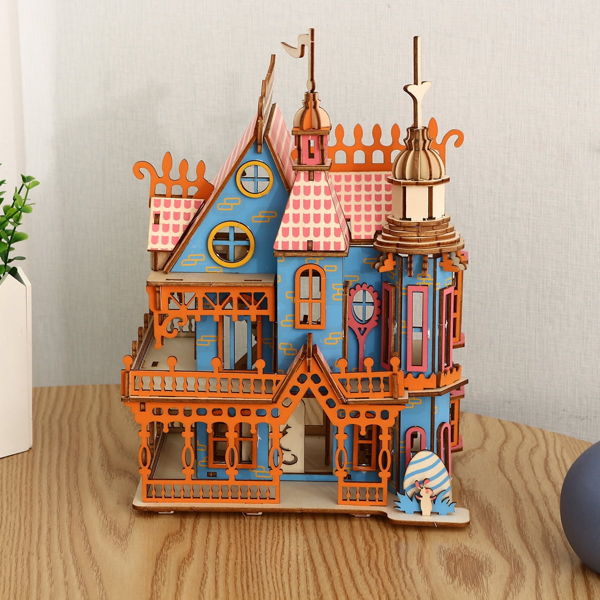 Colorful 3D Puzzles DIY Dream Villa,Wooden 3D Villa Puzzle, Colorful