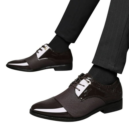 

PhoneSoap Classical Style Leather Shoes For Men Slip On PU Leather Low Rubber Sole Block Heel Work Brown