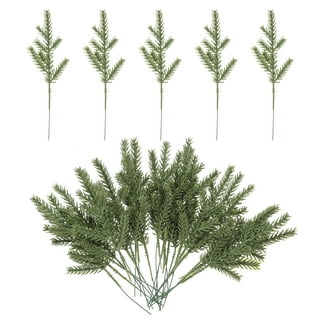 60 Pcs Christmas Picks Artificial Pine Branches 13.7 Inch Faux Frosted  Style