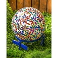 thumbnail image 4 of 10" Mosaic Glass Gazing Ball, Multicolored Flowers, 4 of 6