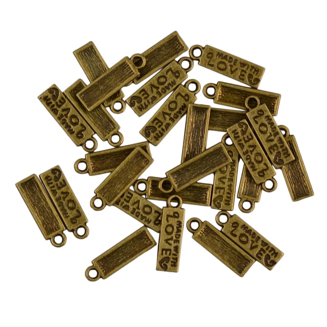 Colgante de bronce Antiguo Sunnimix rectángulo hecho con Amor 50pcs