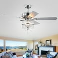 thumbnail image 3 of Warehouse of Tiffany Wyllow DeBase 52-Inch 5-Blade Chrome Lighted Ceiling Fans with Crystal Flutes Shade (Remote Controlled & 2 Color Option Blades), 3 of 5