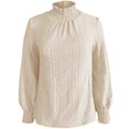 thumbnail image 4 of EDFBUYKRS Fall Striped Shirt Women Causal Comfy Pullover Long Sleeve Shirts Solid Color Long Sleeve Tops Fashion Printed O-Neck Long Sleeve Blouses, for Women S, 4 of 4
