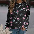 thumbnail image 1 of Hauts à Manches Longues pour Femmes Mode Imprimé Floral de la Saint-Valentin Manches Longues Col Rond Chandail en Molleton Blouse, 1 of 3