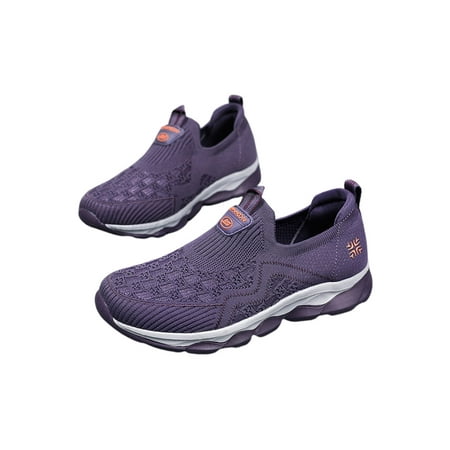 

Daeful Ladies Running Shoe Mesh Walking Shoes Slip On Sneakers Comfortable Breathable Sock Sneaker Women Wide Width Trainers Purple 5