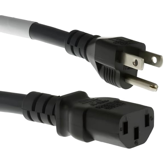 Quyaojz - Heavy Duty AC Power Cord 10ft (3m) - 3 Prong Replacement Power Cord, 15A/125V,14 AWG, NEMA 5-15P to IEC-60320-C13-3 Conductor AC Cable for PC, Monitor, and Workstation Devices